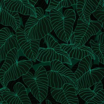 Viskose Tropical Forest Silhouetteblüten auf Schwarz by Swafing